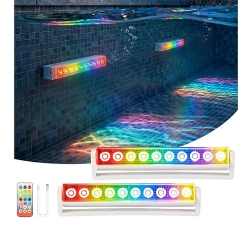 Orbecco Underwater Pool Lights, IP68 Waterproof Submersible Pool Led Lights with 13 Lighting Modes, Rechargeable Pool Light with Remote Control and Timer, Pool Lights for Above Ground Inground Pools view 1