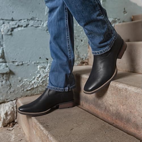 Grakihily Cowboy Boots For Men with Wide Square Toe Western Retro Boot Durable Classic Fashionable Embroidered Country Pull On Resistant Boots view 6