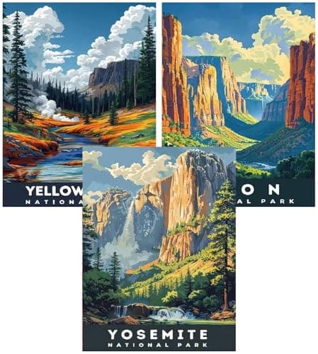 Axquilon 3 Packs Paint by Numbers Kit for Adults - National Park Adult Paint by Number Kits on Canvas, Easy Adults' Paint-by-Number Kits for Gift Home Wall Decor 12x16in — image 1