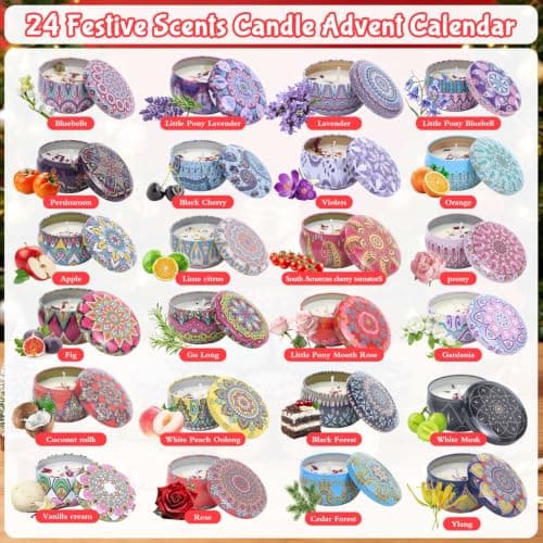 Advent Calendar 2026 for Adults – 24 Day Scented Candle Countdown Calendar | 100% Natural Soy Wax, Christmas Holiday Gift for Mom Wife Grandma Teens, Relaxation & Stress Relief Home Decor view 2