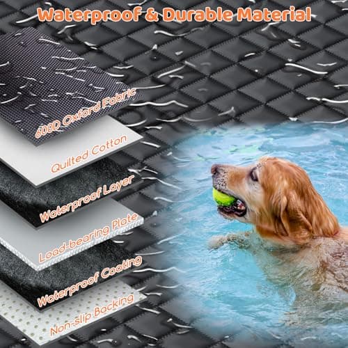 URPOWER Hard Bottom Dog Car Seat Cover for Pets 100% Waterproof Seat Cover Hammock 600D Heavy Duty Scratch Proof Nonslip Durable Soft Back Seat Covers for Cars Trucks and SUVs view 6