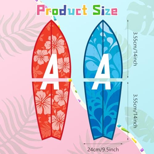 Kolldenn 5 Pcs 28" Tall Summer Aloha Surfboard Cut Outs Accents Set Paper Beach Signs Cutouts Wall Decor for Hawaii Tropical Pool Surf Party Bulletin Board Decorations view 3