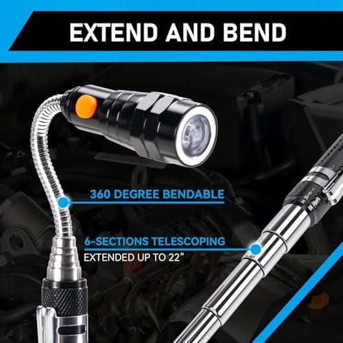 Telescoping Magnet Pickup Tool with 3 LED Magnetic Flashlight, Gifts for Men, Him, Adults, Cool Gadgets Birthday Gifts for Men, Dad, Husband, Boyfriend view 5