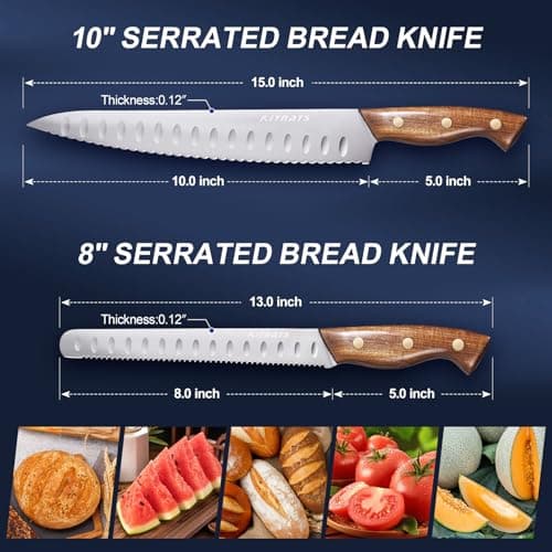 10"/8"Bread Knife set -Multifunction Serrated Knife Razor Sharp Slicer bread knife for homemade bread For Bread, Bagels, Cake, Baking, Efficient cutting Gifts Mother Fathers view 3