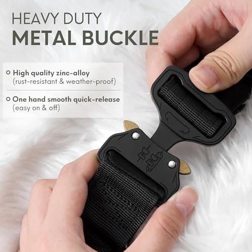 Jumpress Heavy Duty Tactical Dog Collar with Airtag Holder, 1.5’’ Wide Large Dog Collar with Comfortable Handle, Durable Airtag Dog Collar for Large Dogs (Black,Neck 18-20’’) view 3