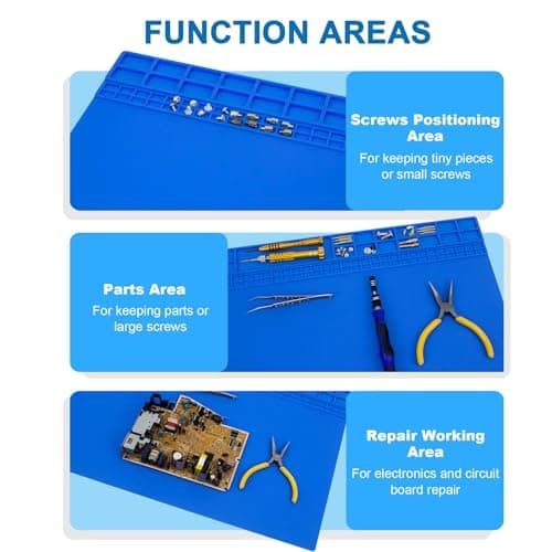 Extra Large Soldering Mat 23.7''x13.8'' 932°F Heat Resistant Silicone Repair Mat Non-Slip Large Workbench Mat for Soldering Iron, Electronic, Phone, Laptop Repair (Blue) view 3