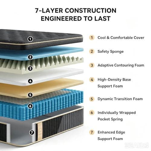 Mattress Queen Size, 12 inch Queen Hybrid Mattress in a Box, Medium Firm | with Gel Memory Foam & Pocket Coils, Motion Isolation, Breathable Cooling Cover, Back Pain Relief & Edge Support, Euro Top view 2