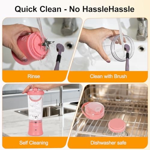 GVTKE Portable Blender Dual Mode 18000RPM 20Oz Blending Cup Ice Crushing Smoothie Frozen Fruit Mini Home Gym Travel(Pink) view 5