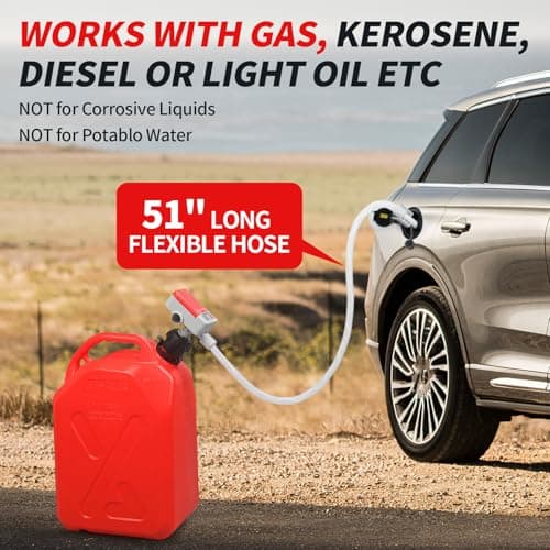 Wontolf Cordless Fuel Transfer Pump Battery Powered with Auto-Stop, Electric Fuel Pump with Storage Bag, Portable Gas Can Pump, Gasoline Gas Oil Transfer Pump, 3.2GPM & 51" Hose & 4 Adapters view 2