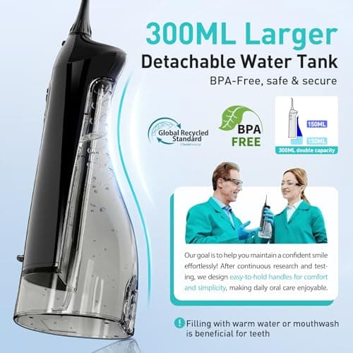 COSLUS ADA Accepted C20 Water Dental Flosser Pick, Professional Set Black view 6