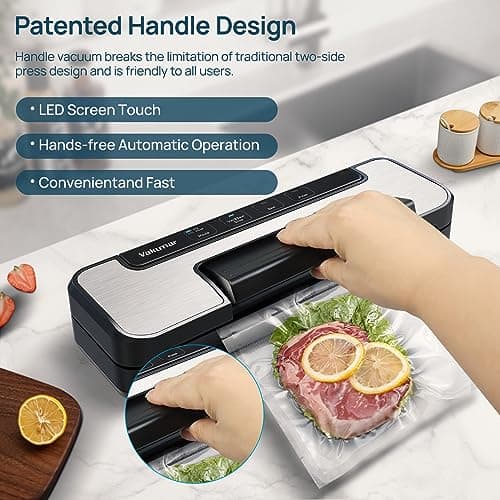 Vakumar Vacuum Sealer Machine, 80Kpa Food Vacuum Sealer Machine with Double Pump, Dry,/Moist, Pulse Mode, Handle Locked Design, LED Indicator Light & Cutter,12MM Widened Heating Strip view 3