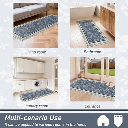 SAIKOOWA Kitchen Mats for Floor,Kitchen Rugs Mat Non Slip Washable Set of 2 PCS, Absorbent Runner Rugs for Kitchen, Front of Sink, 17.3"x 47"+17.3"x 30" Orchid view 4