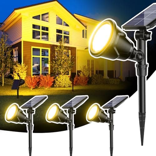 ROSHWEY Outdoor Solar Lights, 600LM Solar Garden Lights Waterproof Solar Spot Lights for Yard Backyard Patio Pond Garage (Warm White, 4Pack) — image 1