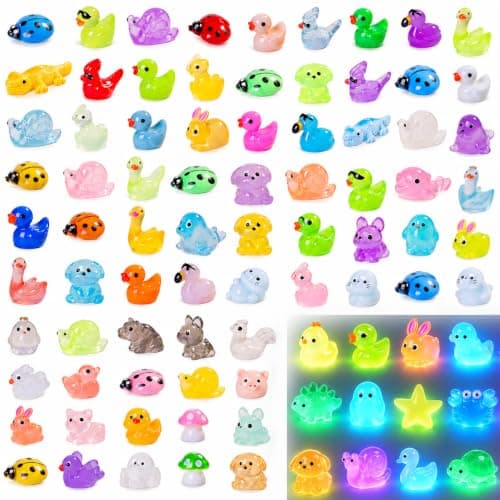 130 Pcs 50 Styles Mini Resin Figures ， Solid Color & Glow in The Dark — image 1