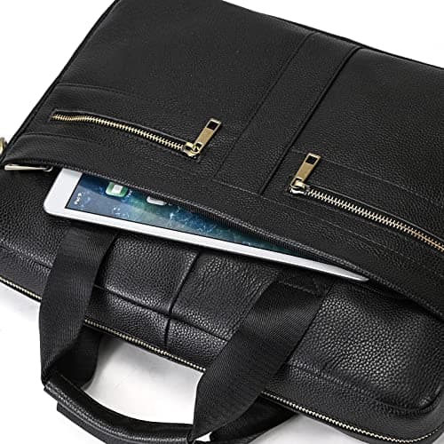 LUUFAN 15.6inch Leather Briefcases Laptop Messenger Bags Business Satchel Office Travel Computer Handbag for Men view 6