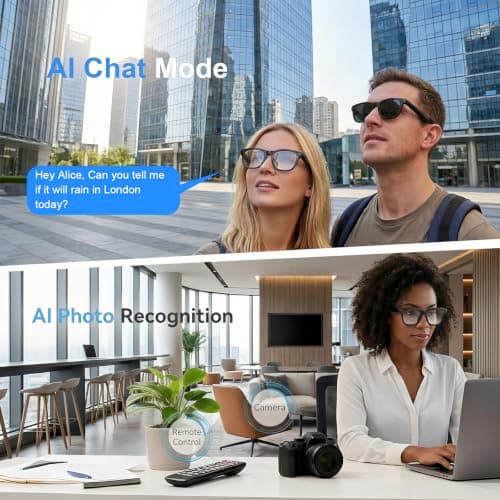 AI Smart Glasses with Camera, 8MP HD Bluetooth Camera Glasses for Women Men | 1080P Video Recording Sunglasses, Real Time Translation, Voice Assistant, Open Earbuds, Travel, Work, Vlog view 4