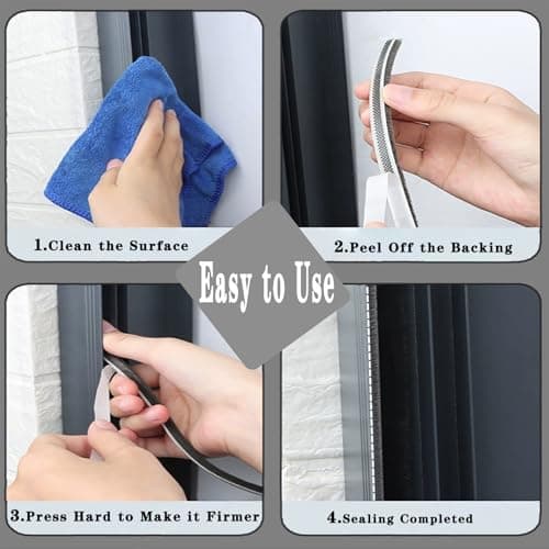 WEZKYLCG 40FT Weather Stripping Door Seal, Self-Adhesive Window Insulation for Winter, Door Frame Gap Filler Sealing Strip, Soundproofing, Dustproof (Gray, 0.35'' Wide X 0.35'' Thick) view 6