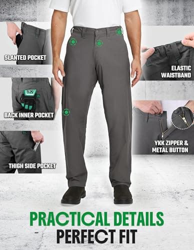 SKPRO Men's Work Pants Stretch Flex, Casual Pants Relaxed Fit, Water Resistant Carpenter Pants Heavy Duty view 5