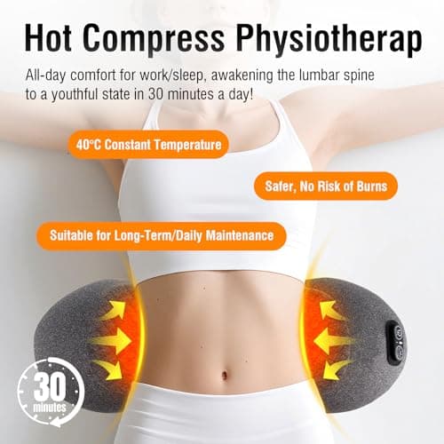 USUIE Cordless Lumbar Support Pillow, Lower Back Massager for Pain Relief | Triple Fusion (Heat & Massage & Traction), Ergonomic Memory Foam, for Sciatica, Back Restore, Use in Car/Office/Home/Travel view 6