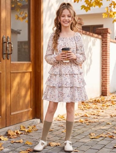 2026 New Girls Fall Floral Dress view 4