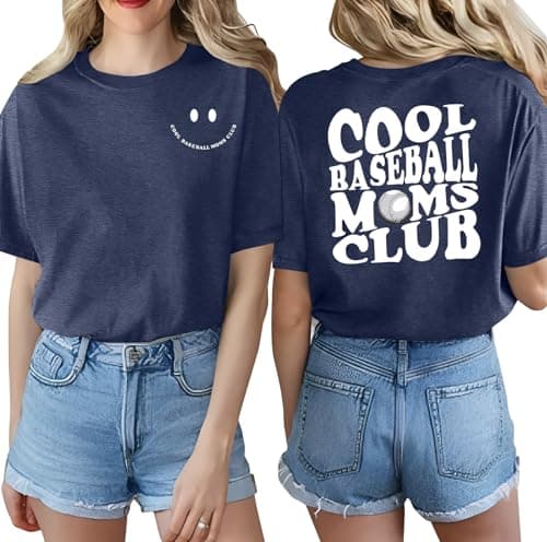 PICKID Baseball Mom Shirt Women Cool Baseball Moms Club T Shirt Graphic Baseball Mom Gift Tee Game Day Baseball Tops view 2