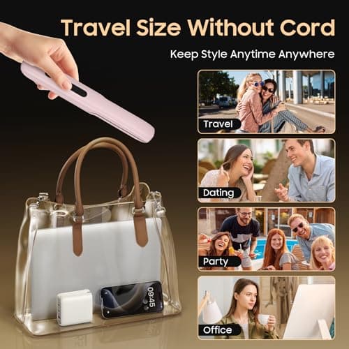 Cordless Portable Flat Iron Hair Straightener for Travel (Blush Pink) | Cordless Design, Travel-Friendly, Portable Use view 6