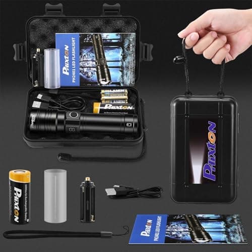 PHIXTON Rechargeable Flashlights 100000 High Lumens Long Range 3280 FT, Super Bright USB C LED Flashlight Long Lasting 15 Hours, Powerful Multifunctional Strong Flash Lights, for Camping view 6