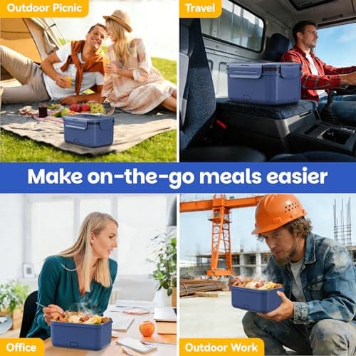 Vingud Cordless Electric Lunch Box for Adults, 1.8L Rechargeable Heated Lunch Box Food Warmer, Portable Self Heating for Mens/Office/Car, Lonchera Eléctrica Portátil Battery Powered Valentine's Gift view 4