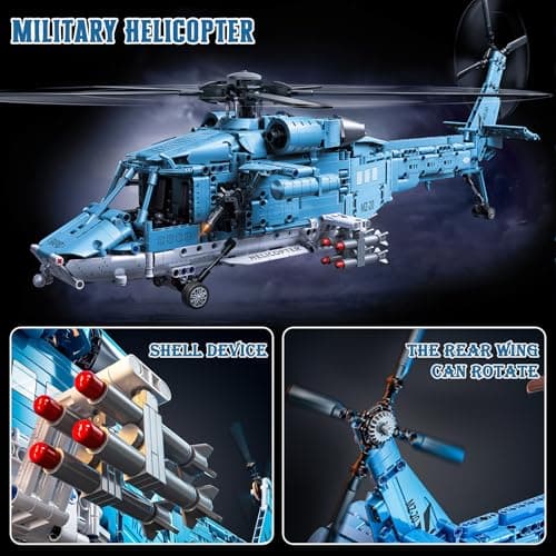 Military Helicopter Building Blocks Set, 1521PCS Army Airplane Bricks Model–Air Force Utility Helicopter Toy with Rotating Blades, Detailed Cockpit, Tactical Gear–Collectible Gift for Boys Teen Adults view 5