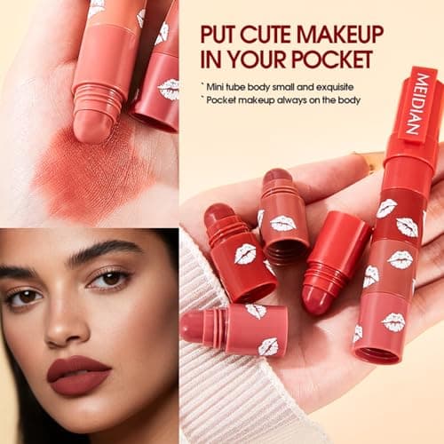 ADMD 4-in-1 Gentle Velvet Lipstick Pen | Misty Matte Lipstick & Liner All in One Waterproof, Long-Lasting Lip Crayon with 4 Random Colors view 4