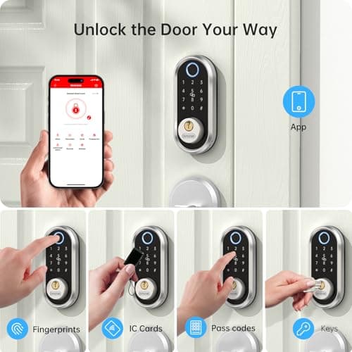 Smart Deadbolt, SMONET Fingerprint Electronic Deadbolt Door Lock with Keypad-Bluetooth Keyless Entry Front Door Digital Keypad App Control, Ekeys Sharing, App Monitoring Auto Lock for Homes and Hotel view 6