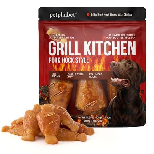 PETPHABET Rawhide Free Dog Chew Bones - Grilled Pork Hock Dog Chews for Small Medium Breeds, Healthy Puppy Treats for Training & Teething, Made with Real Chicken, Natural Smoky Flavor, 12 Count — image 1