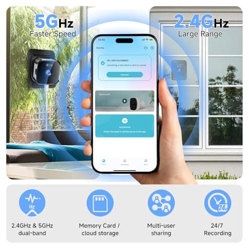 AXB Window Camera for Home Security: 2.4GHz&5GHz WiFi 4K Indoor Camera with Color Night Vision - Smart Motion Detection 24/7 Recording - Easy&Quick Install Includes 2 Multi-Angle Window Mounts view 3