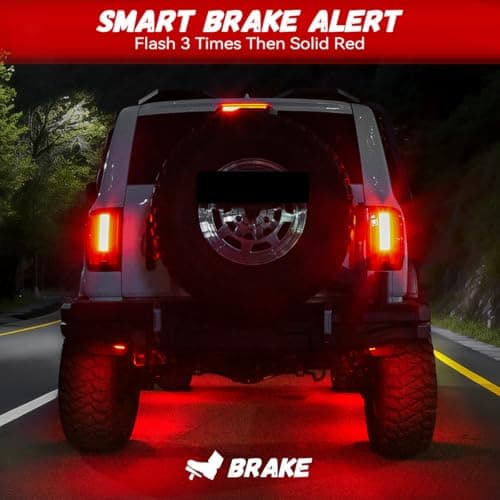 Five-Sided RGB Rock Lights - 4 Pods Multicolor Glow App/Remote Control, Music Sync, Brake Turn Signals, Easy Dual Wiring, Wheel Well Lights Underglow Kit Compatible for Car Trucks Jeep SUV UTV ATV view 5