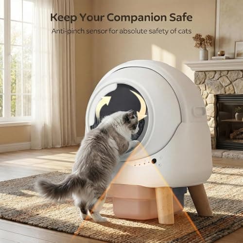 Beokeo Automatic Litter Box, Self Cleaning Litter Box for Multiple Cats with App Control, Dual Safety Protection, Odor-Free Waste Disposal, Includes Trash Bags, White view 6