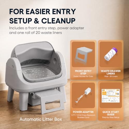 Open-Top Self-Cleaning Cat Litter Box, Multiple Safety Sensors, Grey | Multiple safety checks, proper-fit detection, and physical protection support a more reassuring cleaning routine. view 5