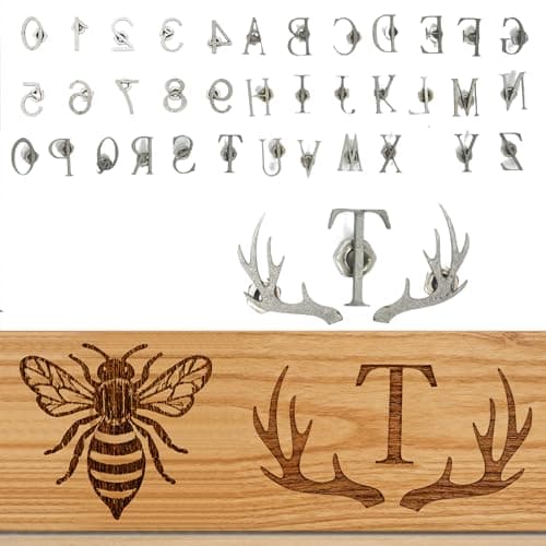 38 Pcs 1" Branding Iron Kit, Stainless Steel Assorted Characters，Letters, Numbers & Symbols Custom for Wood, Leather, Steak, Hat Decorating - with Handle & Toolbox (38Pcs) view 5