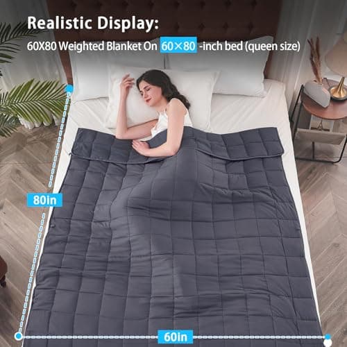 yescool Weighted Blanket for Adults (20 lbs, 60” x 80”, Grey) Cooling Heavy Blanket for Sleeping Perfect for 190-210 lbs, Queen Size Breathable Blanket with Premium Glass Bead, Machine Washable view 2