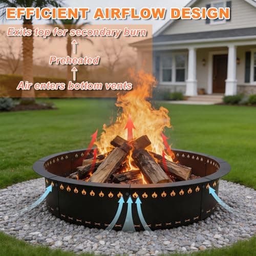 BigXwell Smokeless Fire Pit Ring Insert 36 Inch | Heavy Duty Steel Fire Ring for Outside Fire Pit with Anti-Rust Coating, DIY Above or In-Ground for Backyard Patio Camping view 3