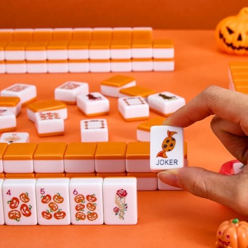 VULGBUNEE 160 Mahjong Tile Set for Halloween with Clear Engraving, 1.2" Melamine American Mahjong Set Game with Exquisite Carrying Bag and Accessories view 6