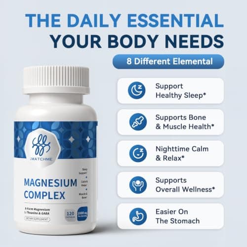 Magnesium Complex 1000mg with Glycinate, L-Theanine & GABA, Vegan 120 Count view 6