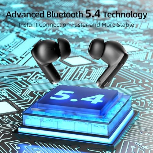 ATHONGL Wireless Earbuds, 100H Bluetooth 5.4 Headphones, ENC+ ANC Noise Cancelling Touch Control True Wireless Bluetooth Ear Buds,Stereo Deep Bass Bluetooth Headset for Sports/Workout/Gym (Black) view 5