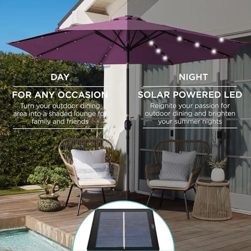 Best Choice Products 10ft Solar Polyester LED Lighted Patio Umbrella w/Tilt Adjustment and UV-Resistant Fabric view 3