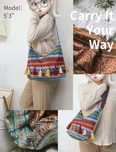 Gleease Vintage Crossbody Bag Western Bag Boho Purses For Women Leather Zipper With Adjustable Strap Shoulder Bag view 2