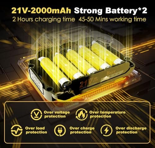 Mini Chainsaw Cordless 6 Inch – 21V Battery Powered Electric Pruning Saw with Automatic Oiler, Lightweight Handheld Chainsaw for Tree Trimming Wood Cutting, Gifts for Men Dad, Yellow view 5