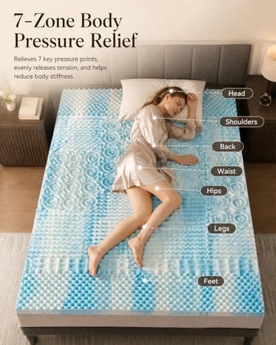 King Mattress Topper 4 Inch, Cooling Memory Foam Mattress Topper King Size with 2" Gel Foam & 2" Soft Pillow Top,Bamboo Viscose Cover, 21" Deep Pocket Mattress Pad (King) view 6