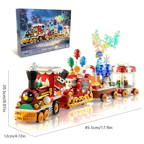 Christmas Train Building Block Set-1461PCS Surprise Christmas Countdown Toys with LED Light Collectible Holiday Block Sets Thanksgiving Xmas Gifts Home Decor for Boys Girls and Adults view 3