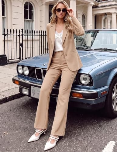 luvamia Pant Suits for Women 2 Piece Sets Business Casual Bootcut Pants Set view 5