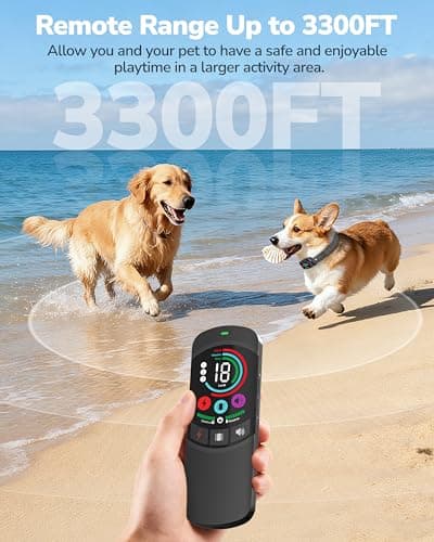 Canivix Dog Shock Collar with Remote Control, 3300FT Dog Training Collar with Beep/Vibration/Shock, Security Lock, IPX8 Waterproof Ecollar Rechargeable for Medium Large Dogs view 3