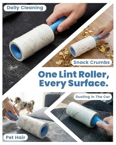 POPCHOSE Lint Rollers for Pet Hair Extra Sticky,600 Sheet Extra Sticky Lint Rollers for Pet Hair,3 Handles & 6 Sticky Rolls,Dog Cat Hair Remover for Clothes,Furniture,Couch,Lint Roller for Clothes view 6